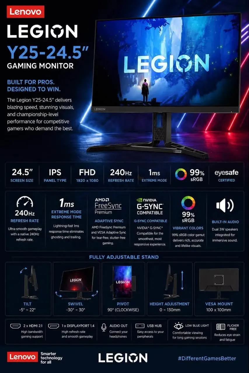 شاشة LENOVO MONITOR Legion Y25g-30 Monitor للبيع جديد