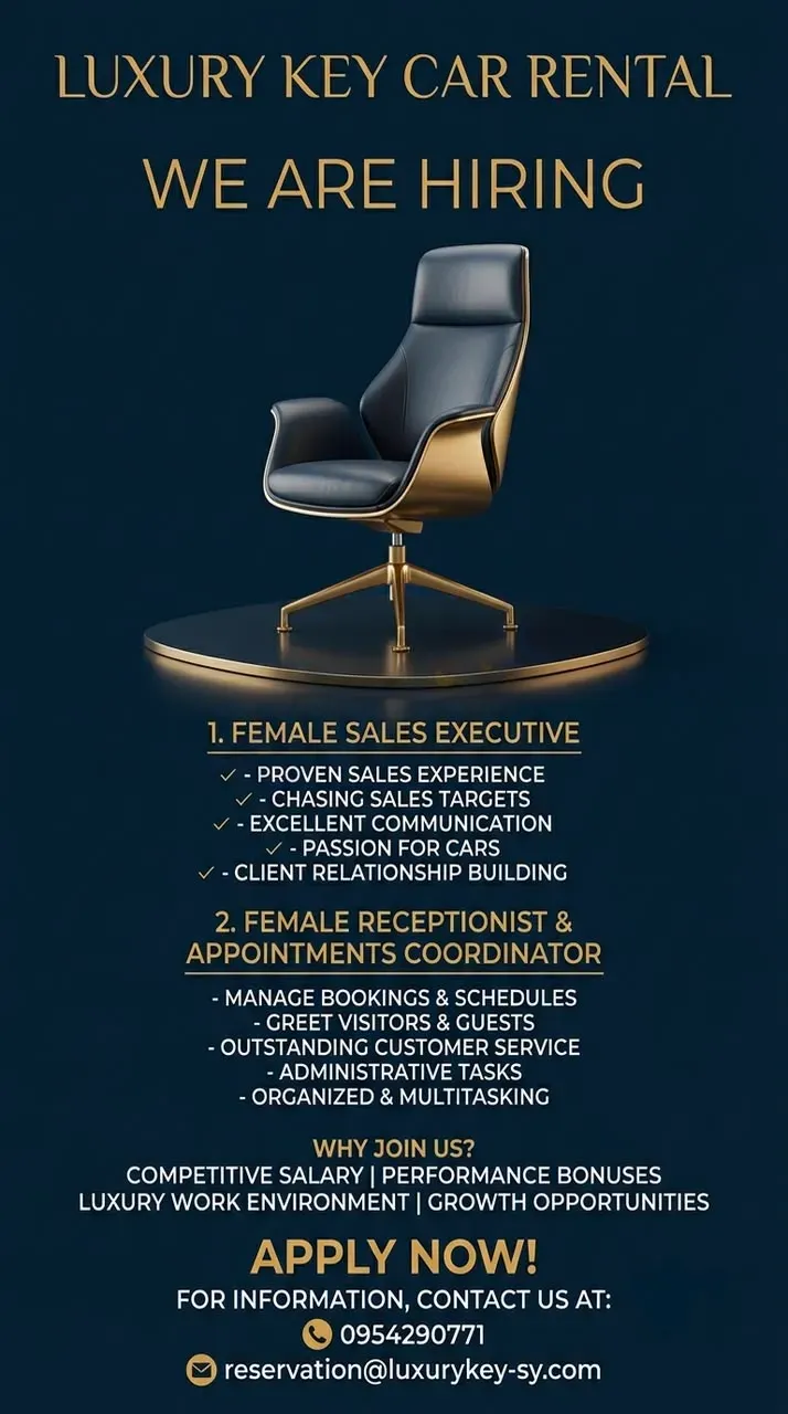 فرصة عمل مديرة مبيعات في شركة تأجير سيارات Luxury Key