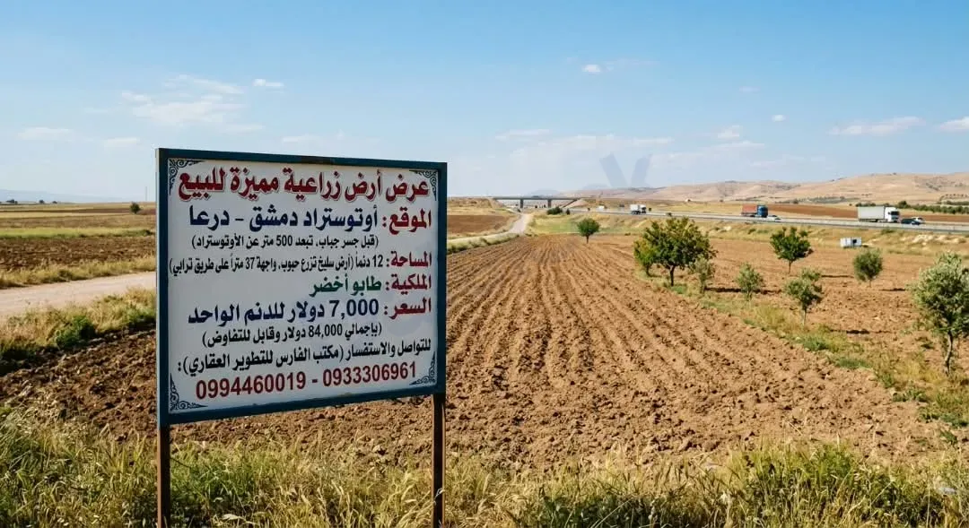 Distinctive agricultural land for sale on Daraa Damascus highway