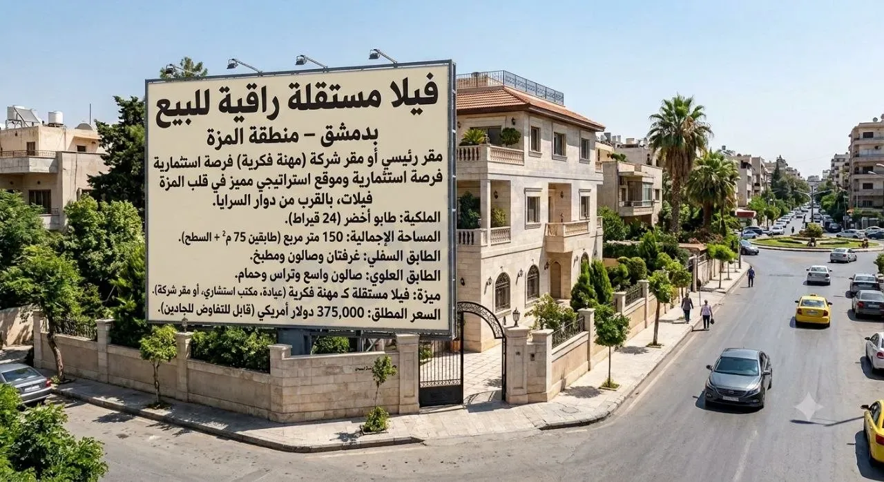 للبيع فيلا في دمشق المزة فيلات غربية